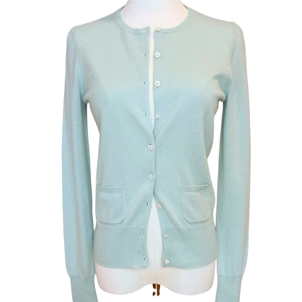 Vintage Wild About Cashmere Mint green Crew neck Cardigan Size S.